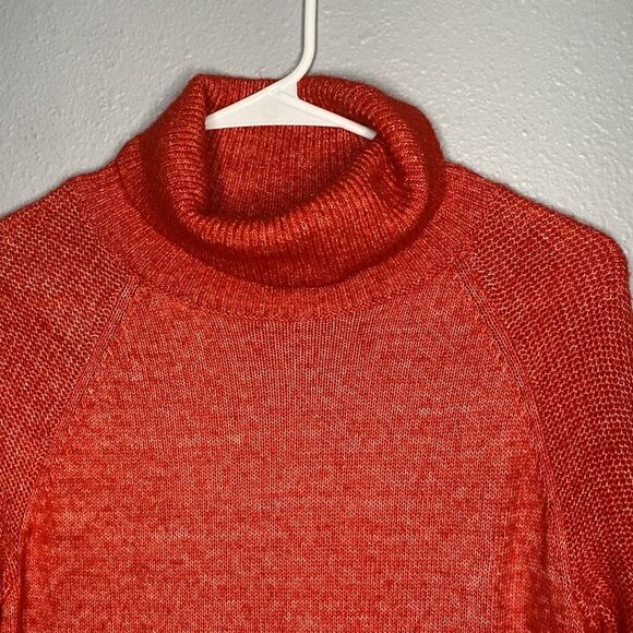 Loft Burnt Orange Soft Ribbed Woven Turtleneck Size Small - Picture 2 of 10